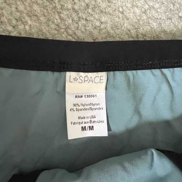 L*Space Teal and Black Ribbed Bikini Top and Bottom - Picture 4 of 5